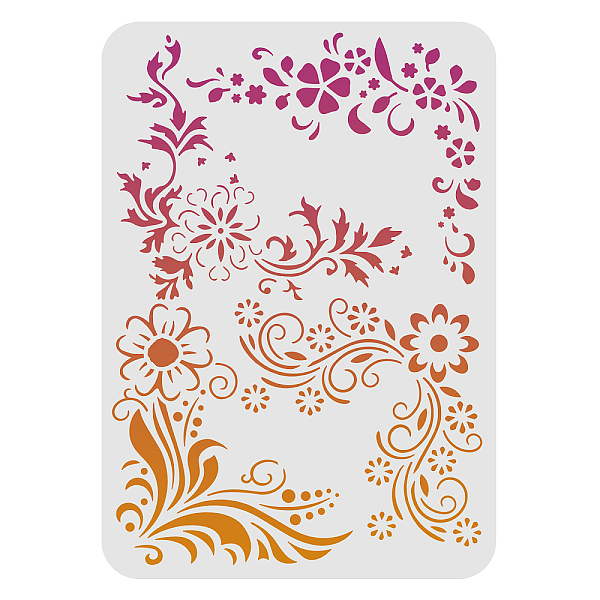 PandaHall FINGERINSPIRE Flower Corner DIY Decorative Stencil Template 29.7x21cm A4 Large Reusable Mylar Template Paint Wood Chalk Signs for...