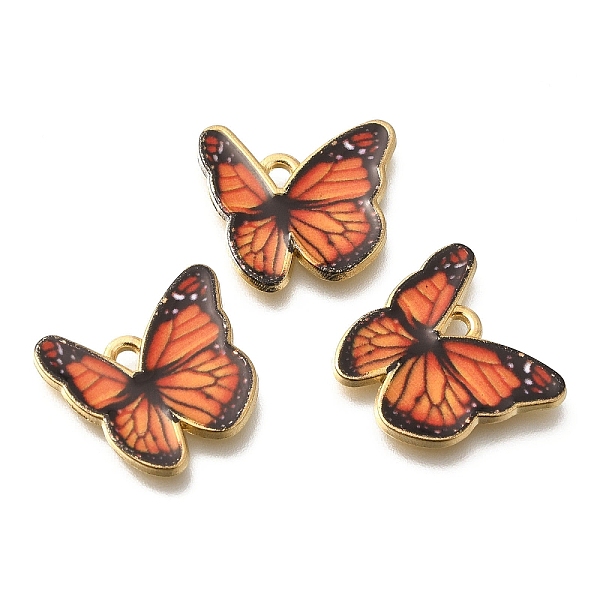 

PandaHall Alloy Enamel Pendants, Golden, Butterfly Charm, Coral, 17.5x18.5x1mm, Hole: 1.6mm Alloy+Enamel Butterfly Red