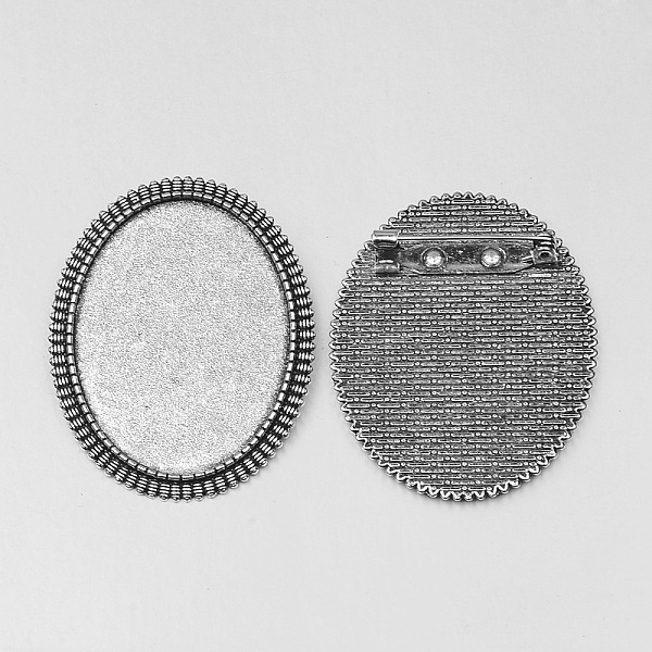 

PandaHall Vintage Tibetan Alloy Brooch Cabochon Bezel Settings, Cadmium Free & Lead Free, with Iron Pin Back Bar Findings, Antique Silver...
