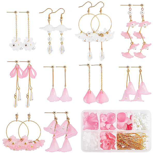 

PandaHall SUNNYCLUE DIY Flower Drop Earring Making Kits, Including Glass Pearl & Acrylic Flower Beads, Acrylic Flower Pendants, Brass..., Multicolor