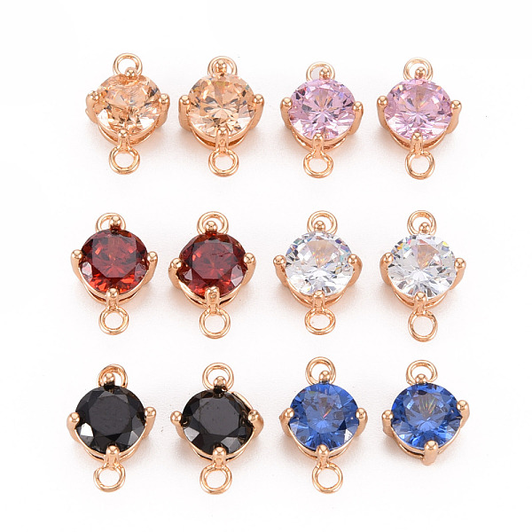 

PandaHall Glass Links Connectors, with Golden Tone Brass Findings, Faceted, Flat Round, Mixed Color, 11.5x7x5.5mm, Hole: 1.5mm Brass+Glass..., Multicolor