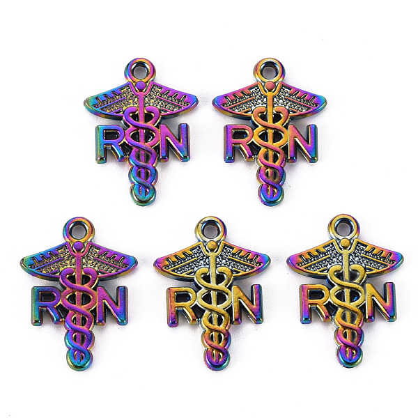 

PandaHall Rainbow Color Alloy Pendants, Cadmium Free & Nickel Free & Lead Free, Registered Nurse, 20.5x15x2mm, Hole: 1.6mm Alloy Others