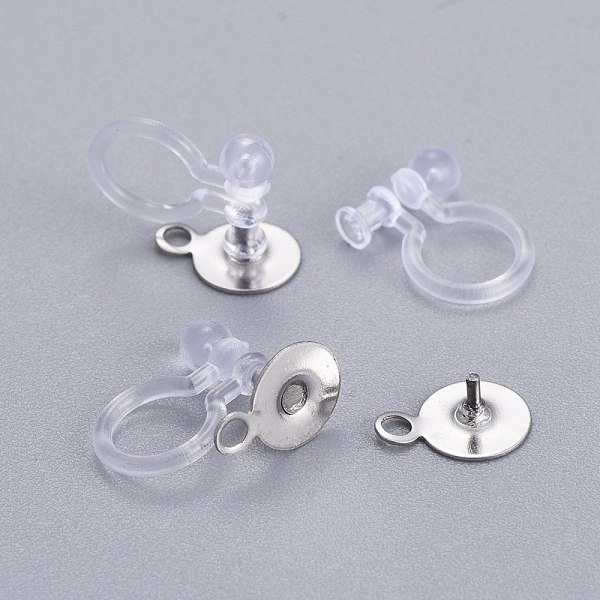 

PandaHall 304 Stainless Steel Clip-on Earring Component, with Plastic, Stainless Steel Color, 13x9x6mm, Hole: 1.5mm 304 Stainless Steel