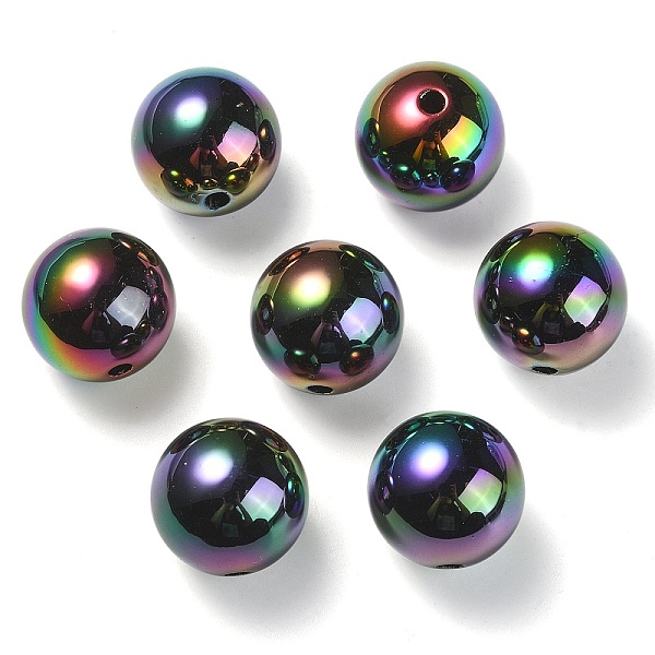 

PandaHall UV Plating Rainbow Iridescent Acrylic Beads, Round, Black, 17.5x17mm, Hole: 2.8mm Acrylic Round Black