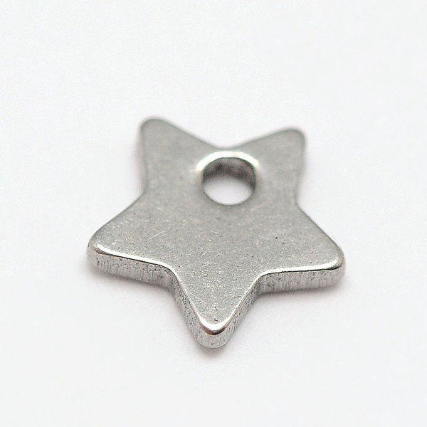 

PandaHall Stainless Steel Star Charms, Stainless Steel Color, 6x6x1mm, Hole: 1mm Stainless Steel Star