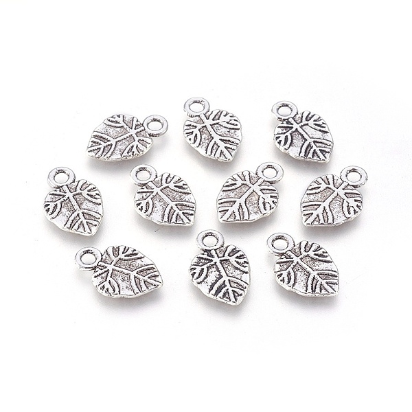 PandaHall Tibetan Style Alloy Pendant, Lead Free and Cadmium Free, Leaf, Antique Silver, 18mm long, 11.5mm wide, 1.5mm thick hole: 3mm Alloy...