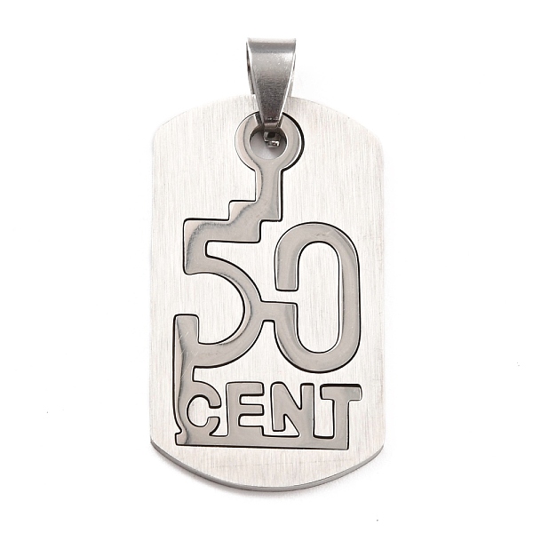 

PandaHall Titanium Steel Pendants, Split Dog Tag Pendant, Rectangle with Word CENT & Number 50, Stainless Steel Color & Silver Color Plated...