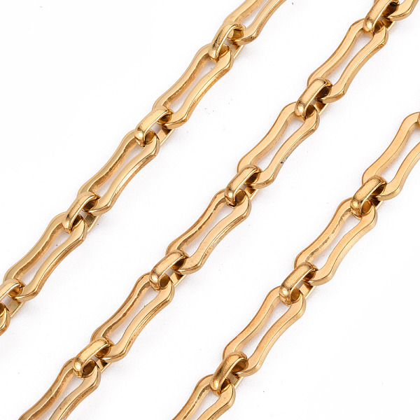 

PandaHall 304 Stainless Steel Link Chains, with Spool, Unwelded, Nickel Free, Real 18K Gold Plated, 14x6x1.5mm, 6.5x4.5x2mm, about 32.81...
