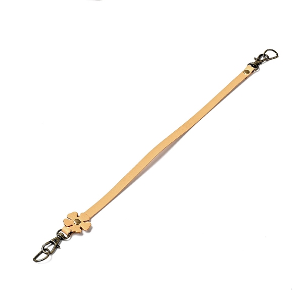 

PandaHall Flower End Cowhide Leather Bag Handles, with Alloy Stud & Iron Swivel Clasp & D Ring, Bag Strap Replacement Accessories, Gold...