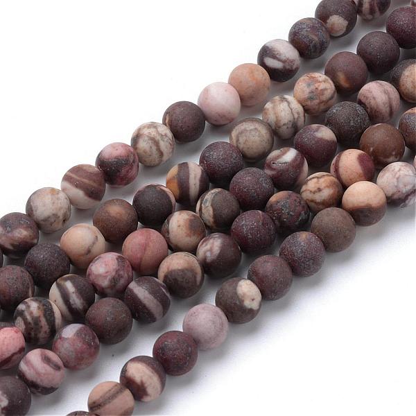 

PandaHall Natural Zebra Jasper Round Bead Strands, Frosted Style, 8~8.5mm, Hole: 1mm, about 47pcs/strand, 15.5 inch Zebra Jasper Round