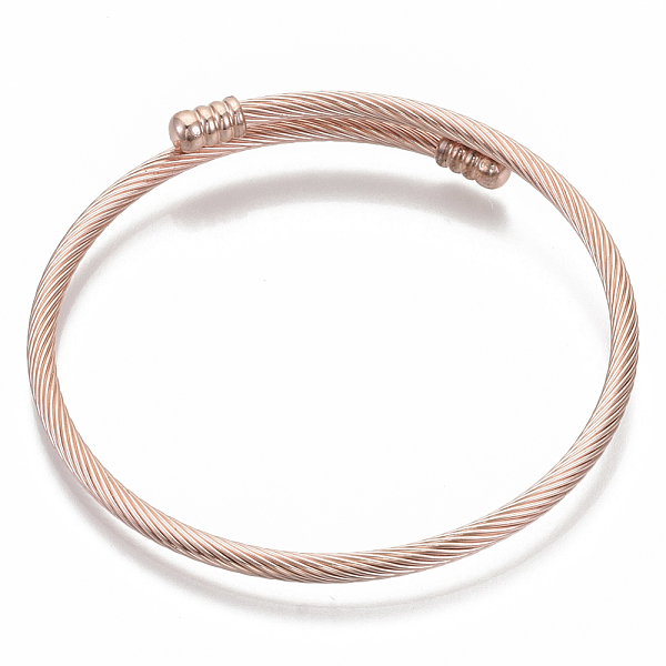 

PandaHall Alloy Cuff Bangles Making, Torque Bangles, with Removable End Caps, Rose Gold, 3mm, Inner Diameter: 2-1/8 inch(5.4cm), End Cap...