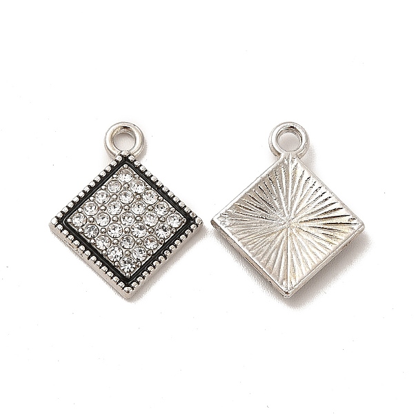 

PandaHall Alloy Rhinestone Pendants, Rhombus Charms, Platinum, 18.5x15x2.5mm, Hole: 1.8mm Acrylic+Rhinestone Rhombus Black
