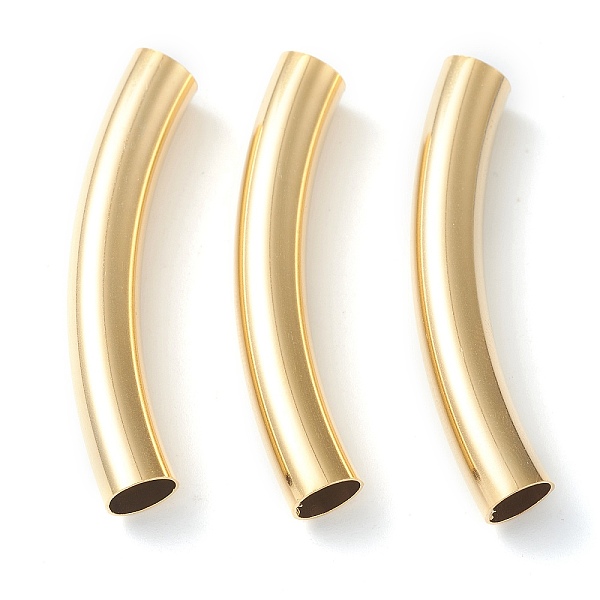 

PandaHall Brass Tube Beads, Long-Lasting Plated, Curved Beads, Tube, Real 24K Gold Plated, 43x7mm, Hole: 6mm Brass Tube