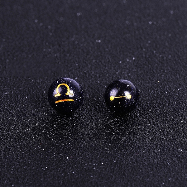 

PandaHall Synthetic Blue Goldstone Carved Constellation Beads, Round Beads, Libra, 10mm Blue Goldstone Libra