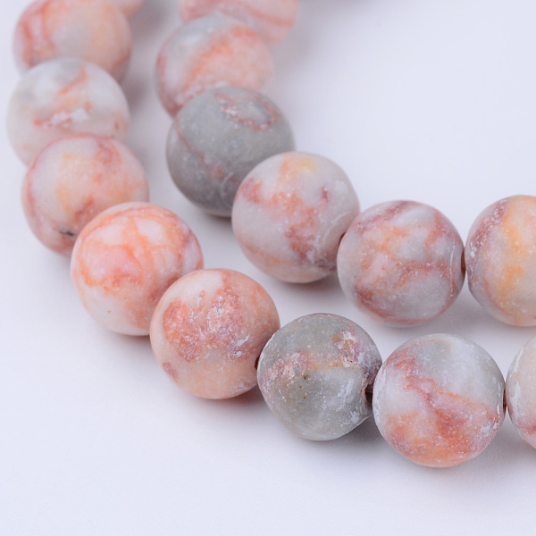 

PandaHall Natural Red Netstone Beads Strands, Round, Frosted, 8~8.5mm, Hole: 1mm, about 47pcs/strand, 15.5 inch Netstone Round