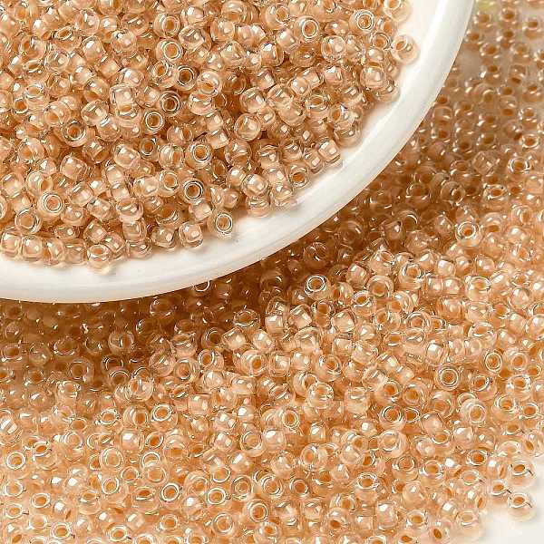 

PandaHall MIYUKI Round Rocailles Beads, Japanese Seed Beads, (RRHB274) Light Topaz Lined Crystal, 8/0, 3mm, Hole: 1mm, about..., Brown