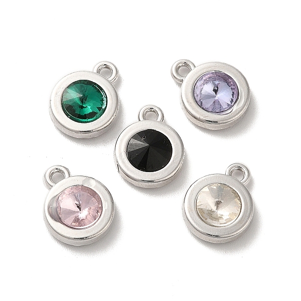 

PandaHall Alloy Pendant, with Glass, Platinum, Lead Free & Cadmium Free, Falt Round Charm, Mixed Color, 12.5x10x4mm, Hole: 1.5mm Alloy+Glass..., Multicolor