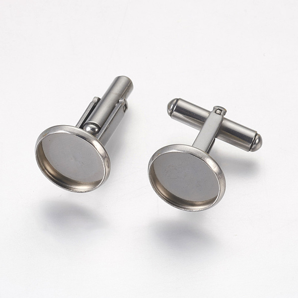

PandaHall 304 Stainless Steel Cuffinks, Flat Round, Stainless Steel Color, 19.5mm, Tray: 14x2mm, Inner Size: 12mm Stainless Steel Flat Round