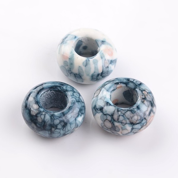 

PandaHall Dyed Rondelle Natural Ocean White Jade Beads, Large Hole Beads, Dark Slate Gray, 15x8mm, Hole: 6mm Ocean White Jade Rondelle Gray