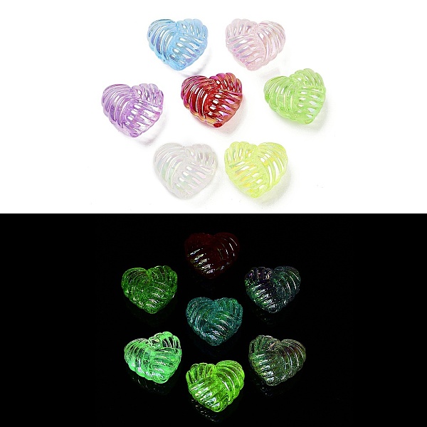 

PandaHall Luminous UV Plating Rainbow Iridescent Acrylic Beads, Glow in the Dark Beads, Knot Heart, Mixed Color, 20x22x11.8mm, Hole: 2.8mm..., Multicolor