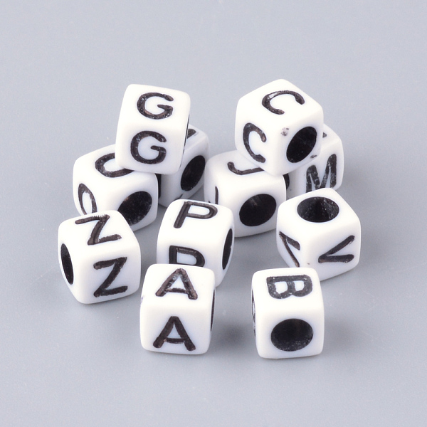 

PandaHall Opaque Horizontal Hole Acrylic Beads, Mixed Letters, Cube, Mixed, 6x6x6mm, Hole: 3mm Acrylic Cube