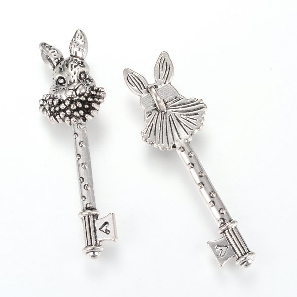 

PandaHall Tibetan Style Alloy Big Pendants, Skeleton Key, Cadmium Free & Lead Free, Antique Silver, 50x15.5x4.5mm, Hole: 2mm Alloy Key