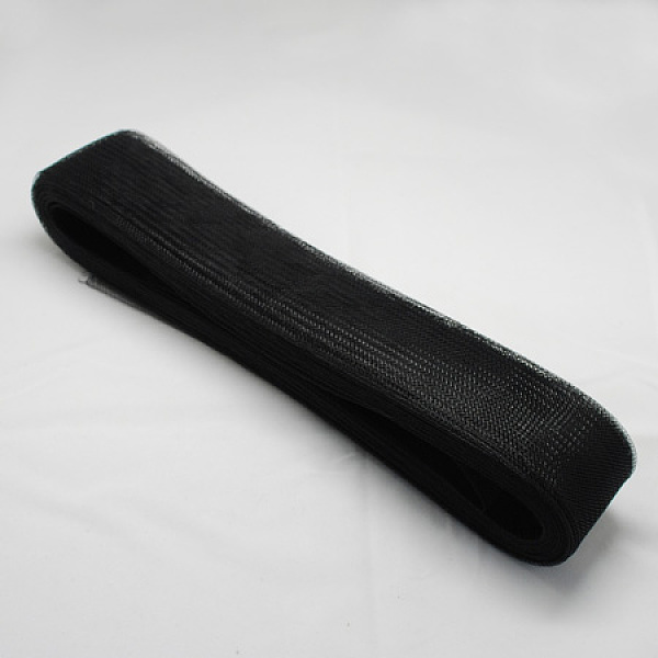 

PandaHall Mesh Ribbon, Plastic Net Thread Cord, Black, 70mm, 25yards/bundle Plastic Black