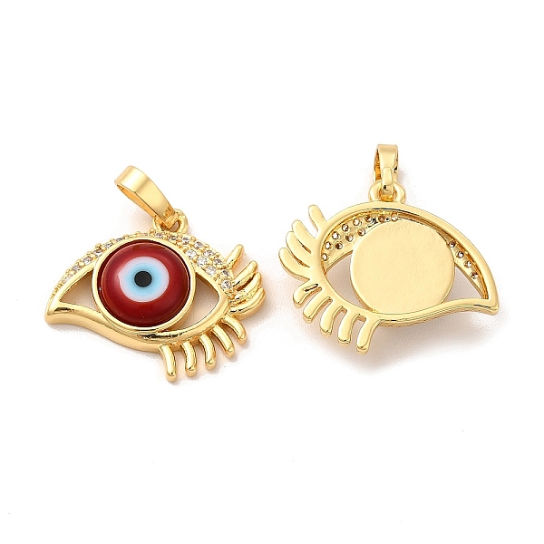 

PandaHall Rack Plating Brass Micro Pave Clear Cubic Zirconia Pendants, with Handmade Evil Eye Lampwork, Cadmium Free & Lead Free..., Red