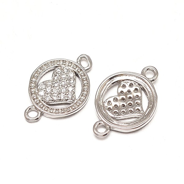 

PandaHall Brass Micro Pave Grade AAA Cubic Zirconia Links, Flat Round with Heart, Cadmium Free & Nickel Free & Lead Free, Real Platinum...