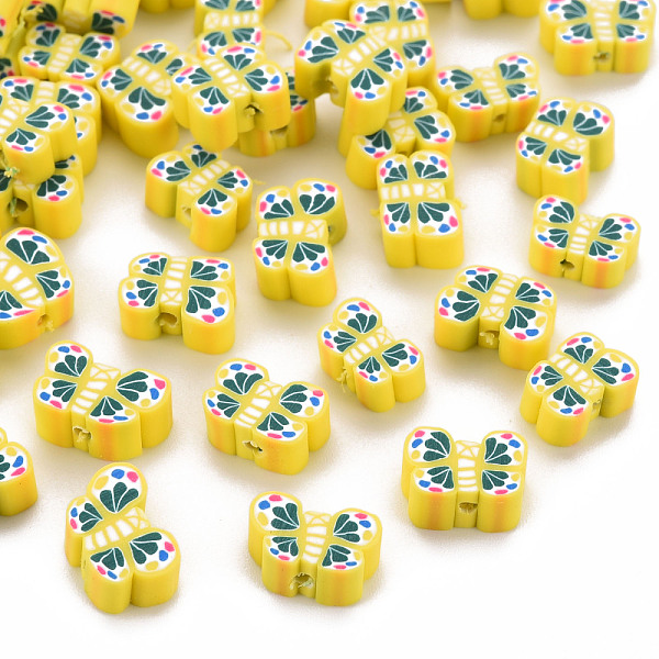 

PandaHall Handmade Polymer Clay Beads, Butterfly, Yellow, 6~8x9.5~11.5x4mm, Hole: 1.2mm Polymer Clay Butterfly Yellow
