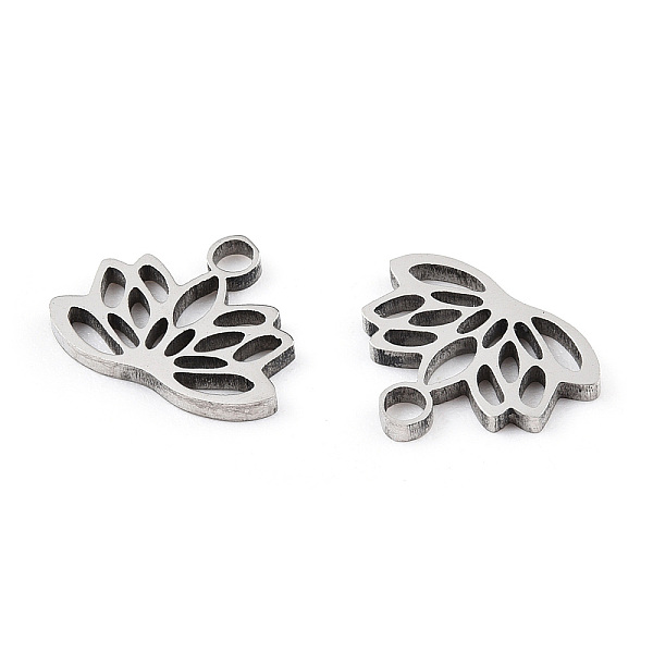 

PandaHall 304 Stainless Steel Charms, Lotus Charms, Stainless Steel Color, 7.5x9.5x1mm, Hole: 1.4mm 304 Stainless Steel Flower