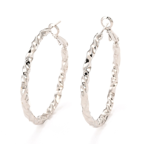 

PandaHall Brass Hoop Earrings, Long-Lasting Plated, Round Ring, Real Platinum Plated, 43.5~46x40x3mm, Pin: 0.6mm Brass Ring