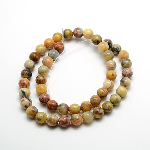 

PandaHall Round Natural Crazy Lace Agate Beads Strands, 8mm, Hole: 1mm, about 47pcs/strand, 15.7 inch Crazy Agate Round