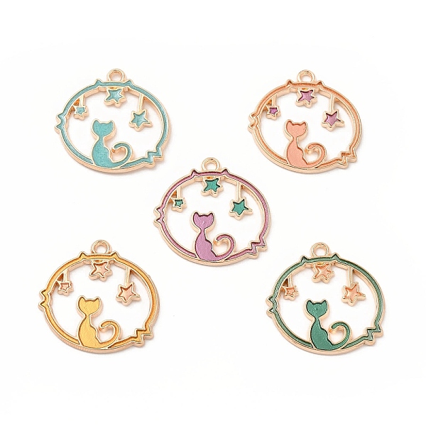 

PandaHall Alloy Enamel Pendants, Flat Round with Cat & Star Charm, Golden, Mixed Color, 23.5x23.5x1.5mm, Hole: 1.5mm Alloy+Enamel Flat Round..., Multicolor
