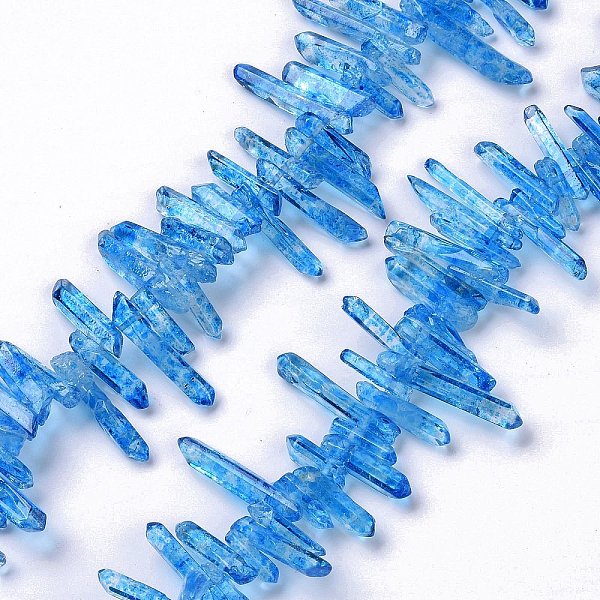 

PandaHall Natural Crackle Quartz Crystal Dyed Beads Strands, Chip, Cornflower Blue, 12~35x4~5.5x3~5mm, Hole: 1mm, about 101~102pcs/strand...