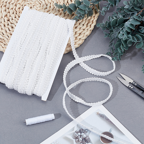

PandaHall About 20m Polyester Woven Gimp Braid Trim 3/8 inch(11mm) Embroidery Braid Twist Fabric Lace Trim Edge Craft Decorative Ribbon for..., White