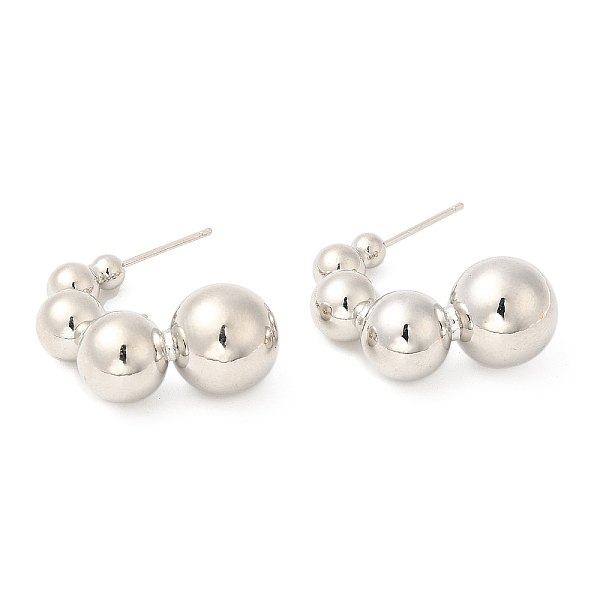 

PandaHall Rack Plating Brass Ear Studs for Women, Lead Free & Cadmium Free, Long-Lasting Plated, Round, Platinum, 27x12mm Brass Round