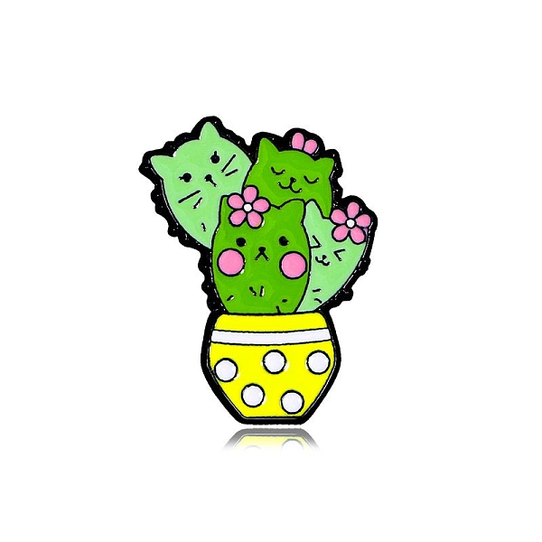 

PandaHall Cat Shape Enamel Pins, Alloy Brooches, Black, Yellow, 30x23mm Alloy+Enamel Cactus Yellow