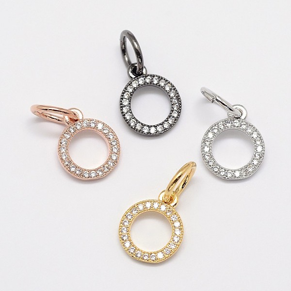 

PandaHall CZ Brass Micro Pave Cubic Zirconia Circle Charms, Mixed Color, 11x9x2mm, Jump Ring: 5x0.8mm Brass+Cubic Zirconia Ring