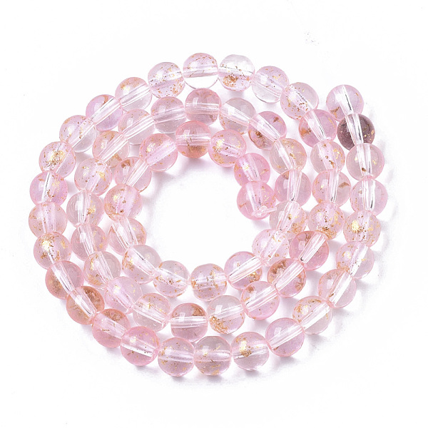 

PandaHall Transparent Spray Painted Glass Bead Strands, with Golden Foil, Round, Pink, 6~7mm, Hole: 1.2~1.5mm, about 65~67pcs/Strand, 14.76...