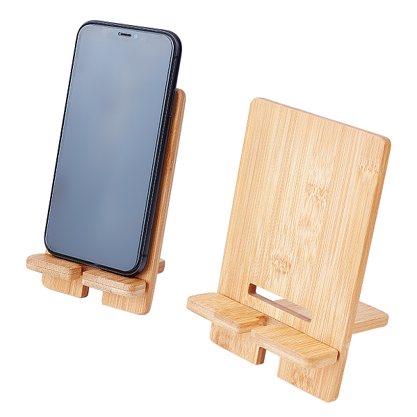 PandaHall Olycraft 2Pcs 2 Style Detachable Bamboo Mobile Phone Holders, Universal Portable Cell Phone Stand Holder, BurlyWood...