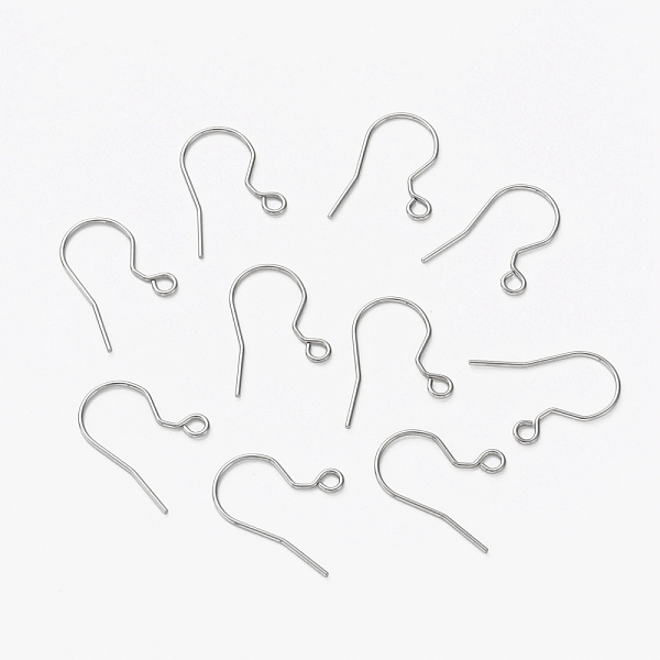 

PandaHall 304 Stainless Steel Earring Hooks, Ear Wire, with Horizontal Loop, Stainless Steel Color, 18mm, Hole: 2.2mm, 20 Gauge, Pin: 0.8mm...