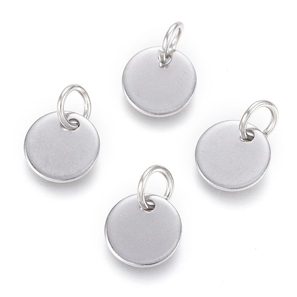 

PandaHall 304 Stainless Steel Charms, with Jump Rings, Blank Stamping Tag, Flat Round, Stainless Steel Color, 8x0.7mm, Hole: 3.5mm 304...