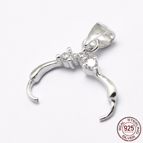 

PandaHall Rhodium Plated 925 Sterling Silver Micro Pave Cubic Zirconia Pendant Bails, Ice Pick & Pinch Bails, Platinum, 14x16x3mm, Hole...