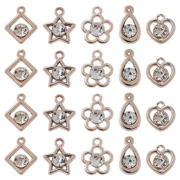 

PandaHall 20Pcs 5 Styles UV Plating Acrylic Pendants, Iridescent, with Acrylic Rhinestone, Mixed Shape, Mixed Shapes, 14~18x10~14.5x5~5.5mm...