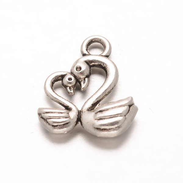 

PandaHall Tibetan Style Alloy Two Swan Charms, Lead Free & Cadmium Free, Antique Silver, 13x15x3.5mm, Hole: 2mm Alloy Duck