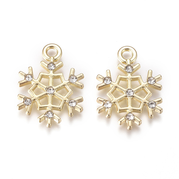 

PandaHall Golden Plated Alloy Pendants, with Crystal Rhinestone, Snowflake, for Christmas, Crystal, 21.3x15.5x2mm, Hole: 2.2mm..., Clear