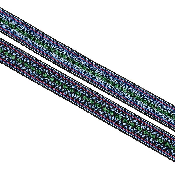 

PandaHall Ethnic Style Embroidery Flat Polyester Elastic Rubber Cord/Band, Webbing Garment Sewing Accessories, Rhombus Pattern, Cornflower...