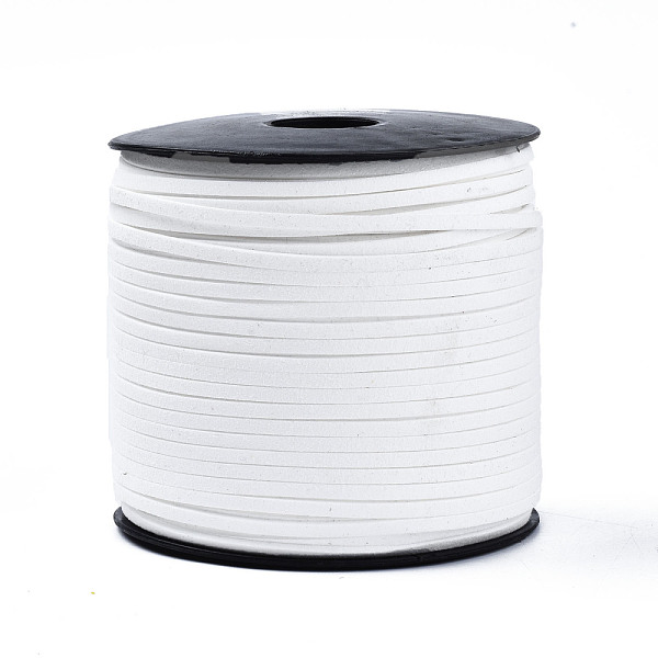 

PandaHall Eco-Friendly Faux Suede Cord, Faux Suede Lace, White, 3.0x1.4mm, about 98.42 yards(90m)/roll Faux Suede White