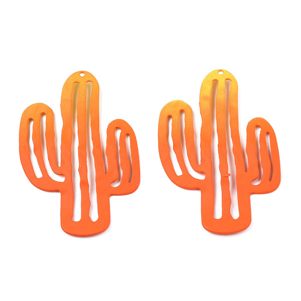 

PandaHall Spray Painted Iron Pendants, Cactus, Dark Orange, 49x33x3mm, Hole: 1.2mm Iron Cactus